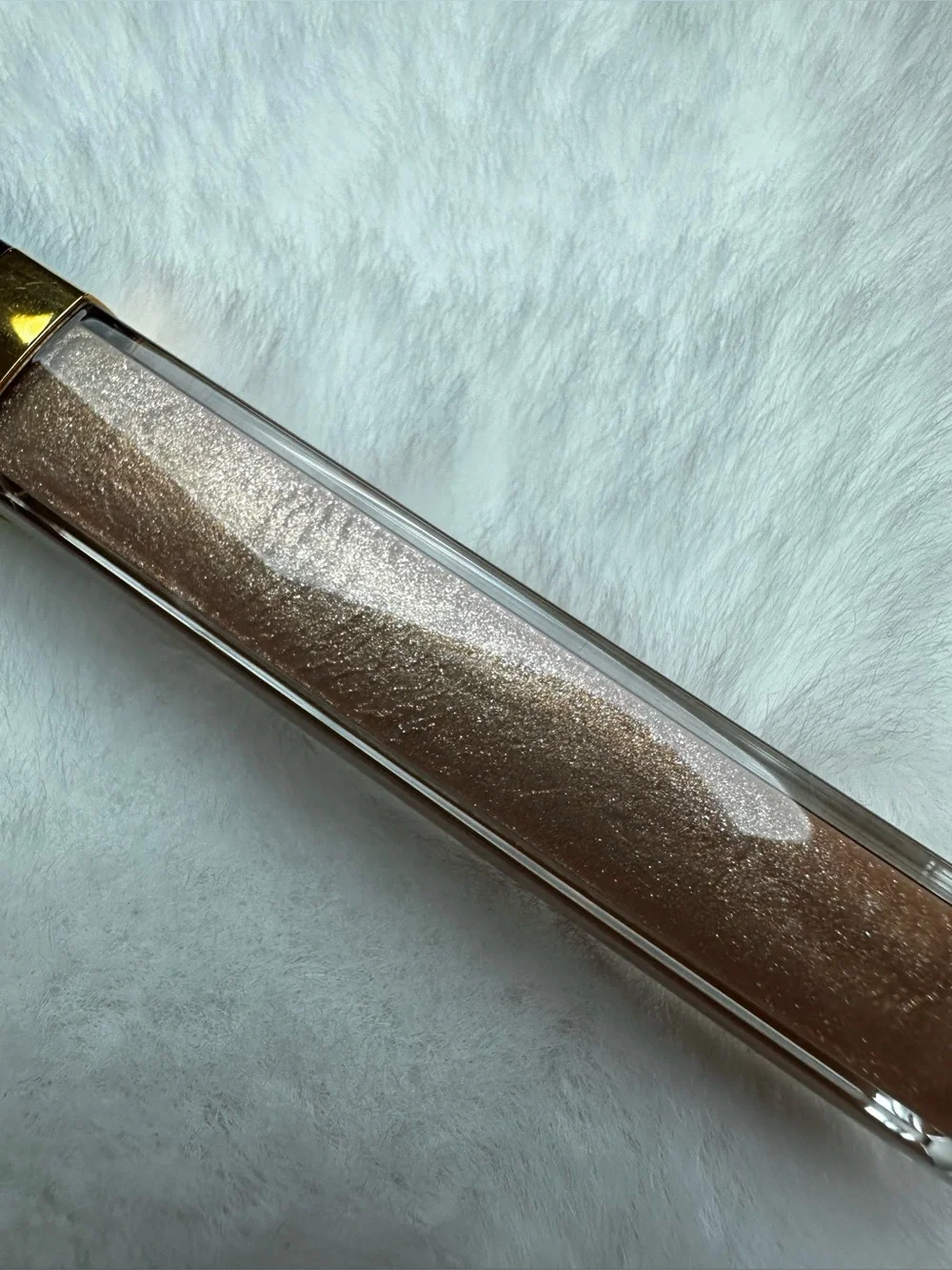 CHANEL Gold Shimmer Lip Gloss - Metallic Champagne Glow